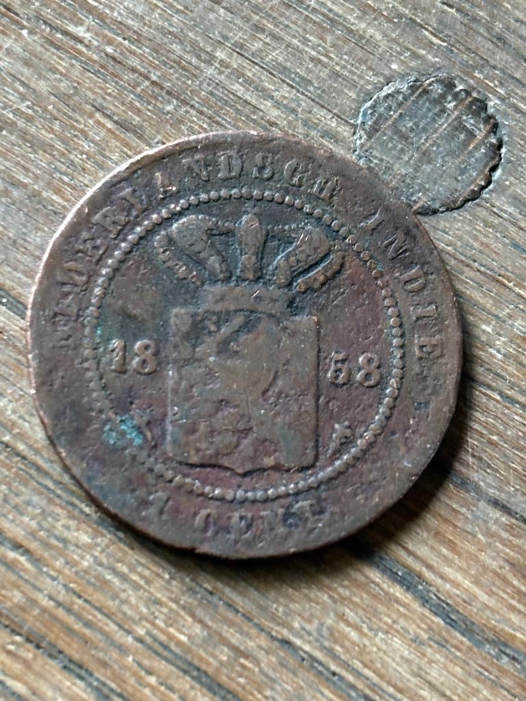 1 Cent 1858 nederlands indie, Ophalen of Verzenden, Koning Willem III, 1 cent, Losse munt