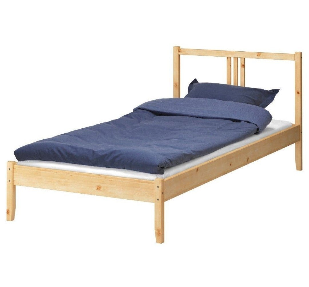 Gratis op te halen, net Ikea Fjellse bedframe 90x200 cm, Ophalen, 90 cm, Eenpersoons, Bruin