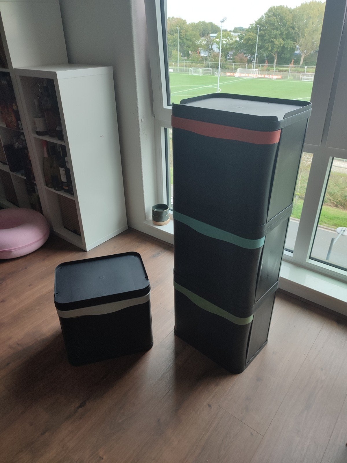 Modulaire afvalbakken - Set van 4 (wit/rood/blauw/groen), Ophalen, Kunststof, Gebruikt, 20 tot 30 liter