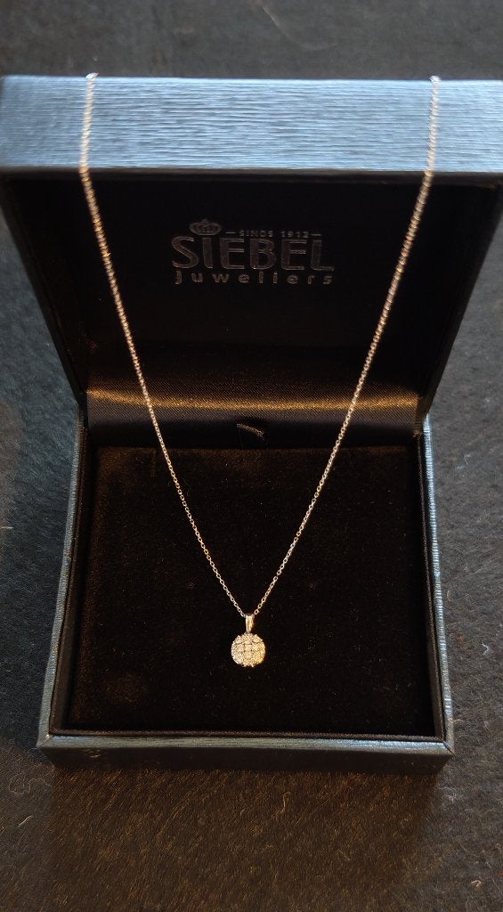 14 karaat wit goud diamanten collier - Siebel Juweliers, Ophalen of Verzenden, Nieuw, Wit, Goud