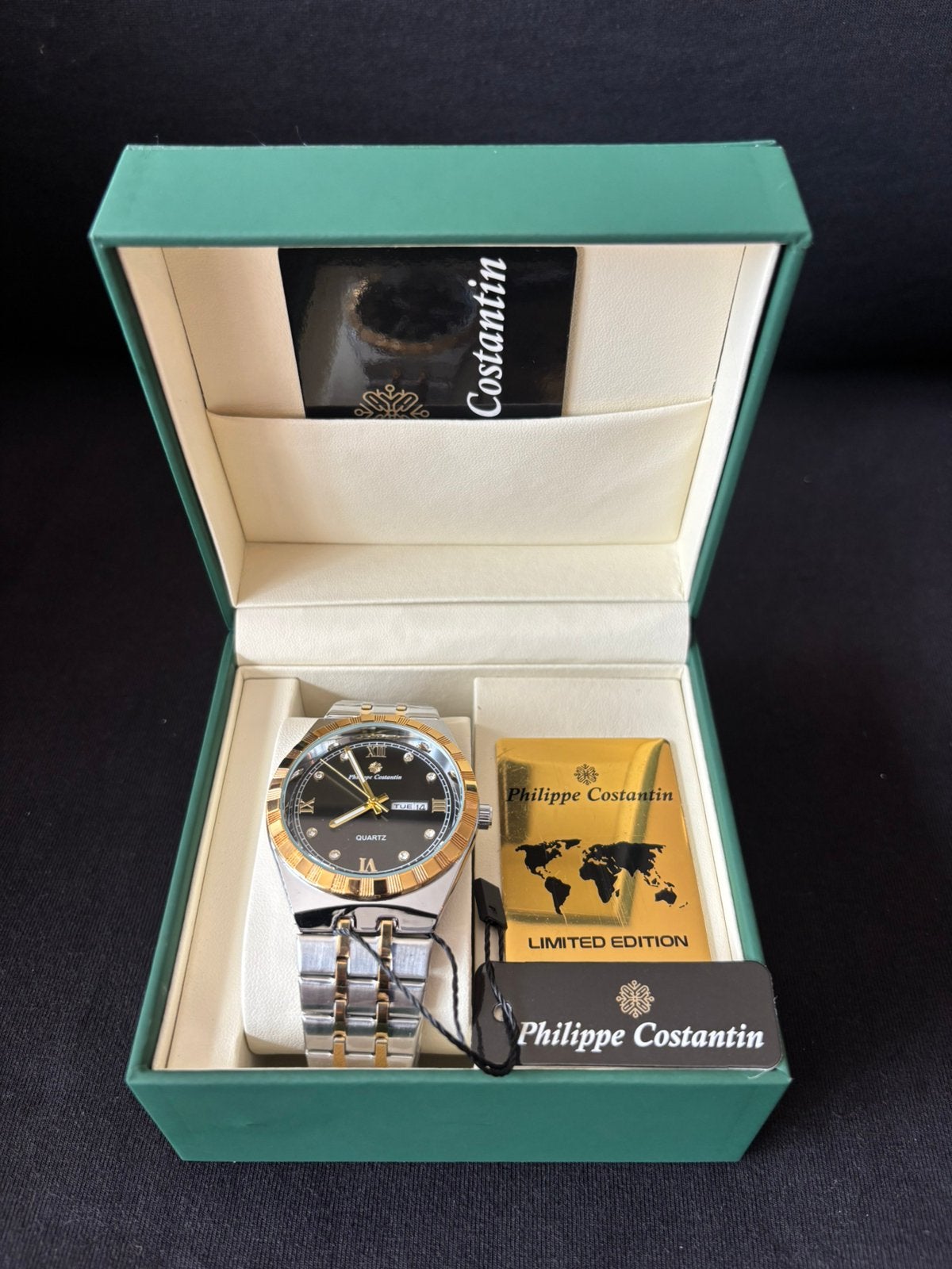 Philippe Costantin Quartz, Sieraden, Tassen en Uiterlijk, Horloges | Antiek, Ophalen of Verzenden, Staal, Overige merken, 1960 of later