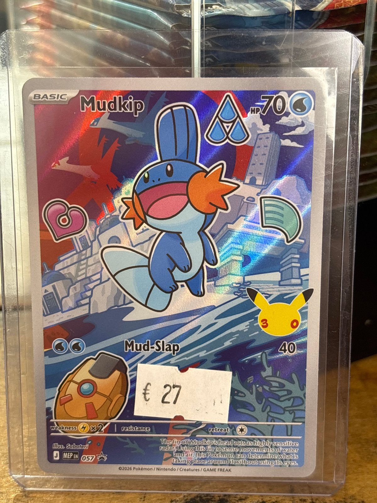 Mudkip Pokémon kaart - Foil - 57, Ophalen of Verzenden, Zo goed als nieuw, Losse kaart, Foil