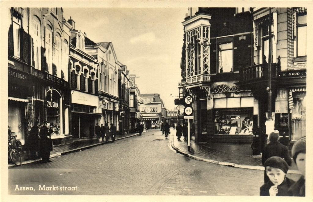 Assen, Marktstraat - Zijlstra Bata - ongelopen, Verzamelen, Verzenden, 1940 tot 1960, Ongelopen, Drenthe