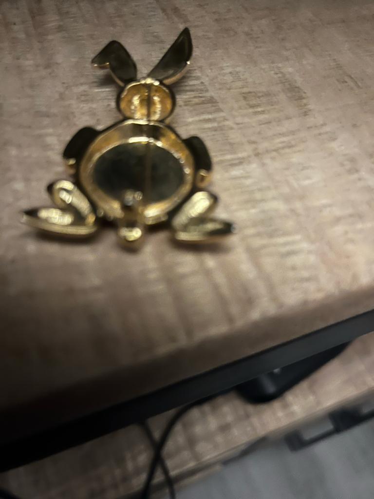 Set van 2 Broches: Gouden Konijn en Teddybeer met Strass, Overige materialen, 4 tot 7 cm, Ophalen of Verzenden, Zo goed als nieuw