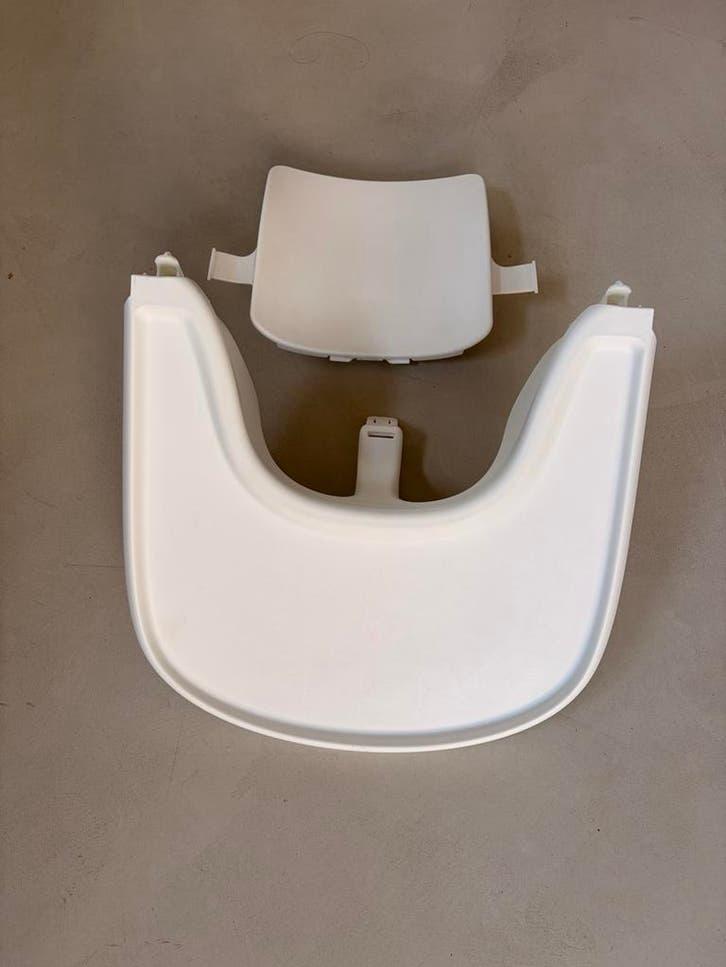 Stokke Tripp Trapp Babyset en eetblad (wit), Ophalen, Gebruikt, Meegroeistoel, Afneembaar eetblad