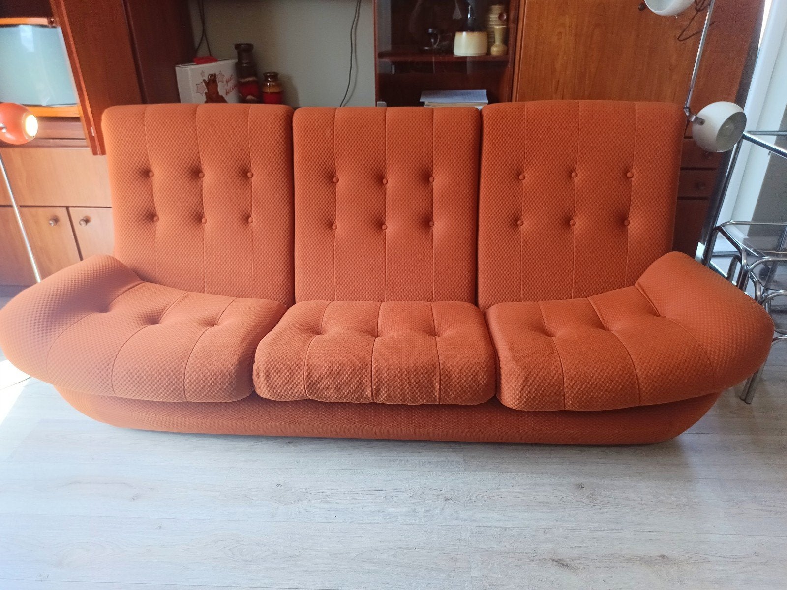 vintage jaren 70 3zits bank Jitona Atlantis, Huis en Inrichting, Gebruikt, Minder dan 75 cm, Driepersoons, Rechte bank