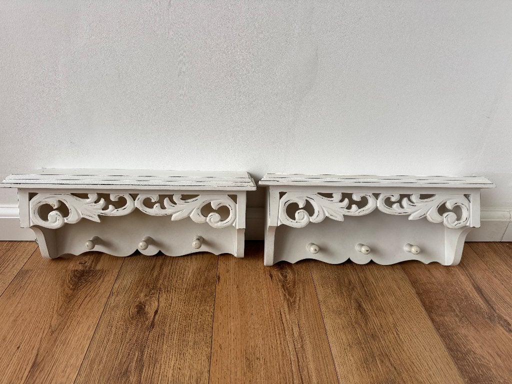 2 houten kapstokken - 3 x 3 haaks - brocante, Ophalen of Verzenden
