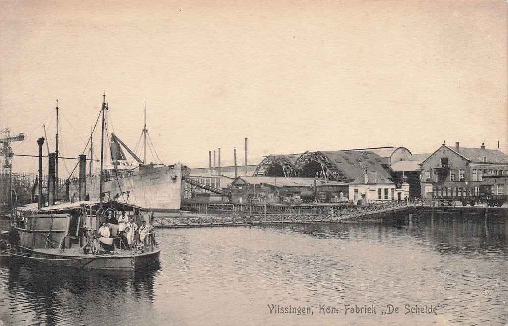 JP143 Vlissingen Kon Fabrie de Schelde boot ca 1930, Verzamelen, Verzenden, 1920 tot 1940, Ongelopen, Zeeland