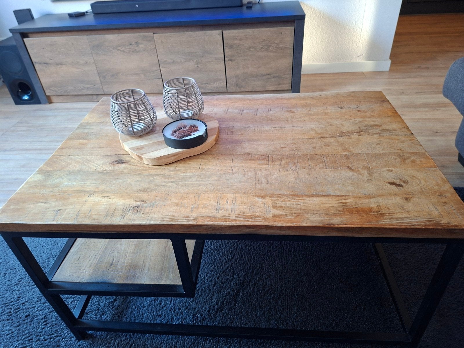 Salontafel industrieel design, hout en metaal, Huis en Inrichting, Tafels | Salontafels, Ophalen