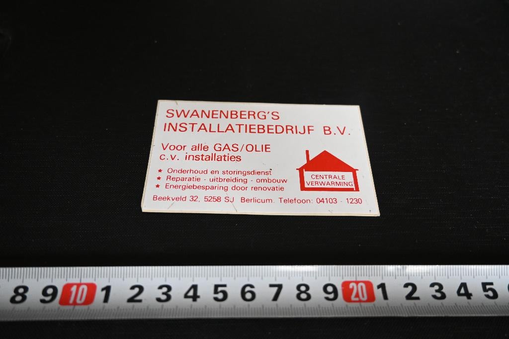 sticker Berlicum Swanenberg's Installatiebedrijf BV GAS OLIE, Ophalen, Zo goed als nieuw