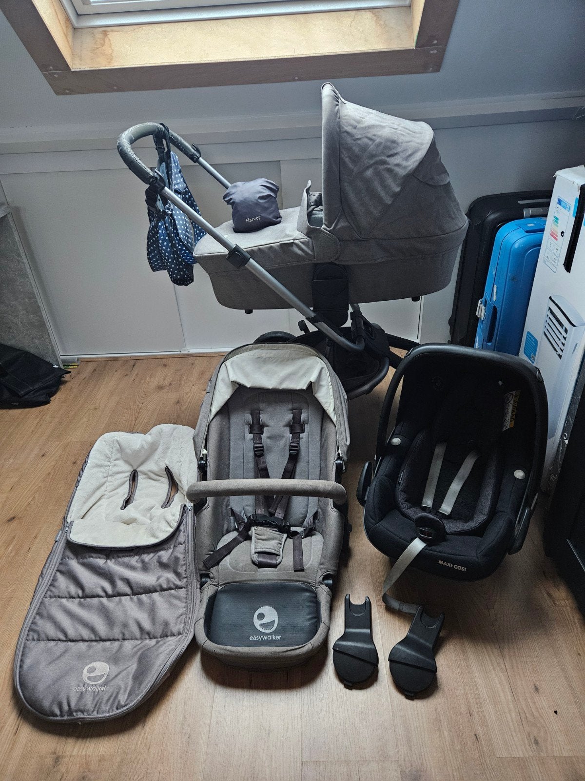 Easywalker Harvey combi kinderwagen incl. Maxi-Cosi, Kinderen en Baby's, Kinderwagens en Combinaties, Gebruikt, Verstelbare duwstang