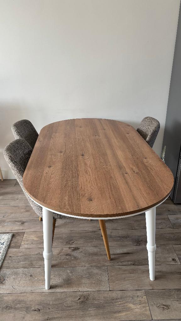 180x90 Dining Table (Etentafel) with 3 Chairs, Ophalen, 50 tot 100 cm, 150 tot 200 cm, Zo goed als nieuw