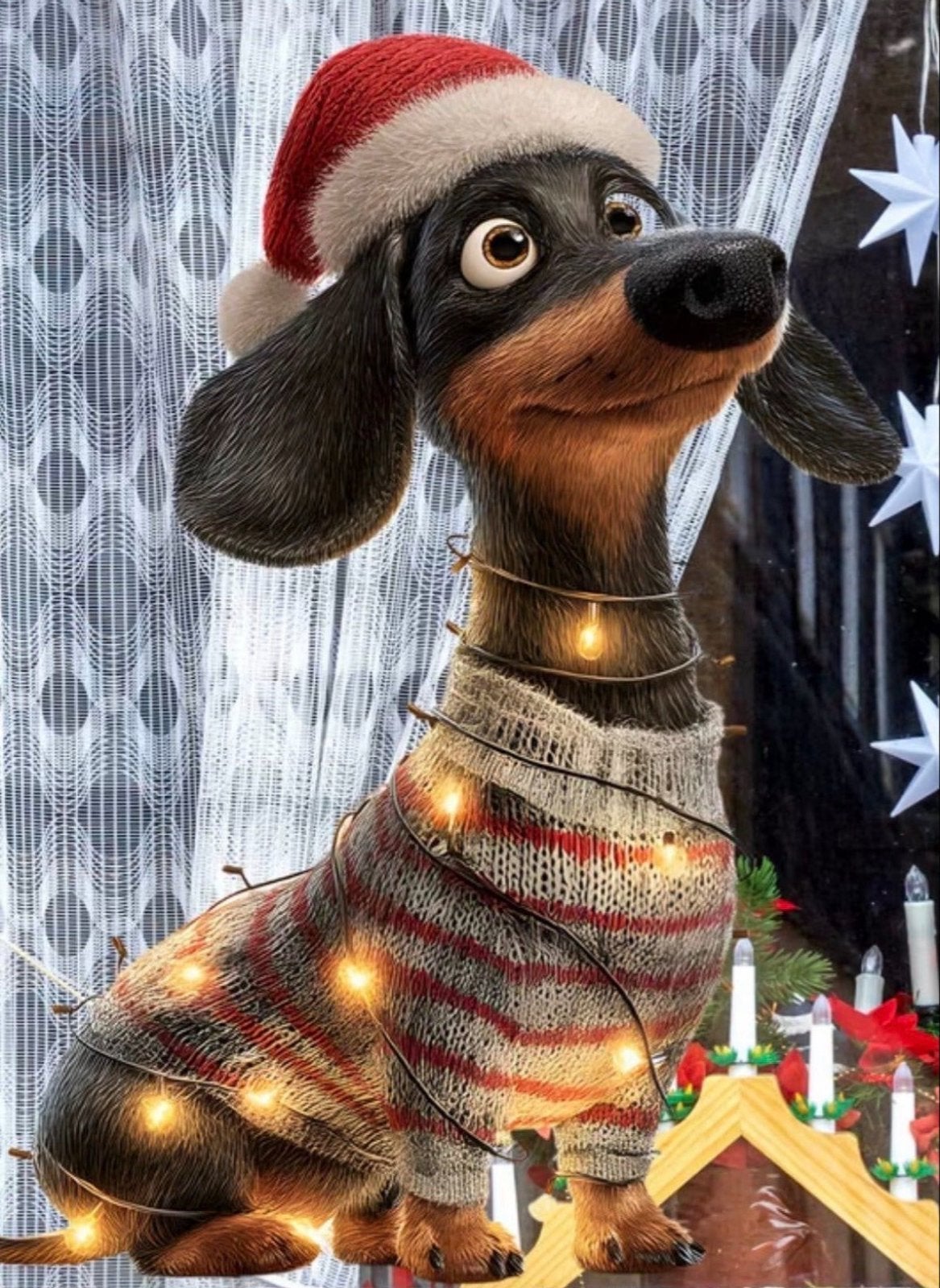 Superleuke sticker kerst teckel, Ophalen of Verzenden, Nieuw
