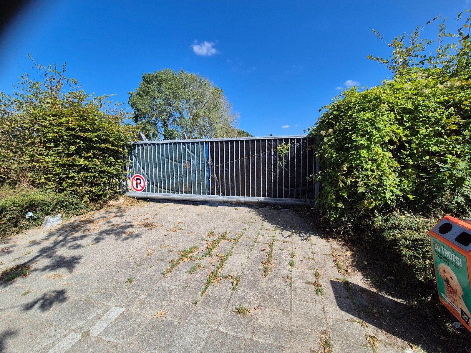 Stevige metalen schuifpoort met spijlen, Ophalen, Gebruikt, 120 cm of meer, Buitendeur