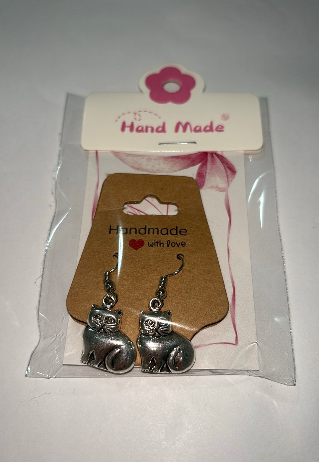 Oorbellen kat zilver, Overige materialen, Hangers, Nieuw, Ophalen of Verzenden