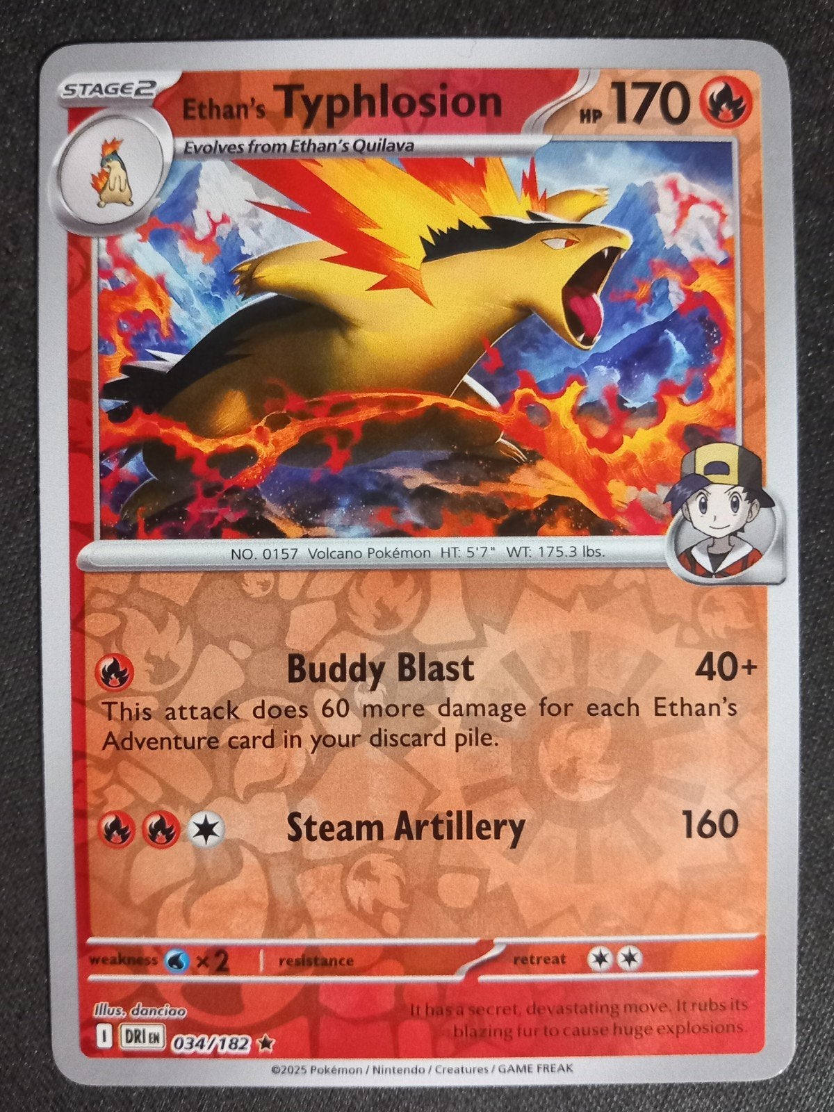Ethan's Typhlosion 034/182 Destined Rivals Reverse Excellent, Verzenden, Zo goed als nieuw, Losse kaart, Foil