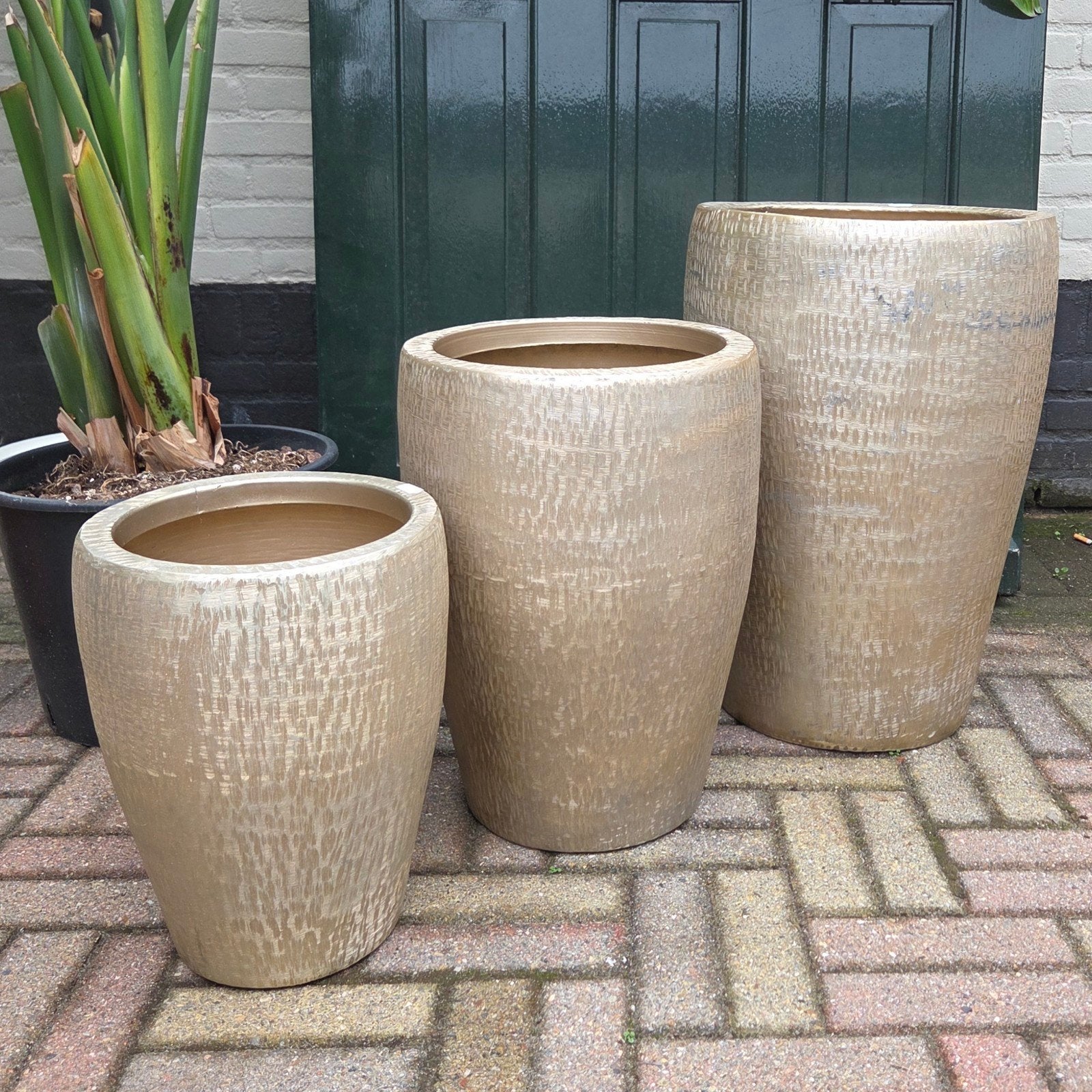 Set van 3 Goudkleurige Bloempotten PTMD Mialee intratuin, Ophalen, Overige materialen, 40 cm of meer, Rond