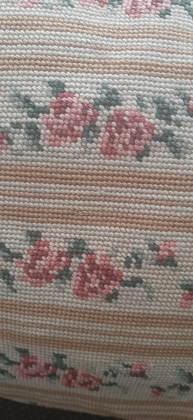 Vintage geborduurd sierkussen jaren 50-60, 42x35cm, Gebruikt, Meerkleurig, Ophalen of Verzenden, Sierkussen
