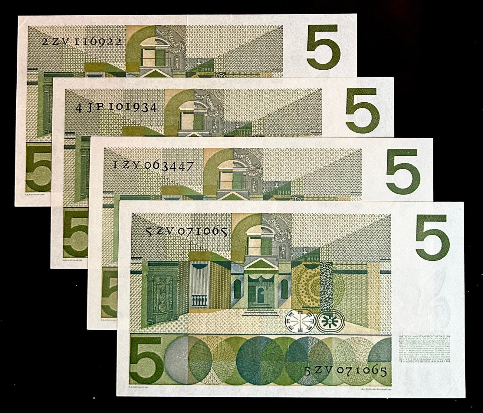 Setje:4x5 GLD. 1966. 2xINVUL, 2xREPLACEMENT. ‘3xZ serie’ PR+, Postzegels en Munten, Verzenden, 5 gulden