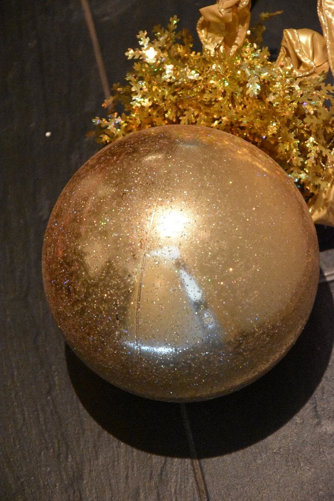gouden glitter kerst bal bol feest sfeer tuin decoratie  XL, Ophalen of Verzenden, Zo goed als nieuw