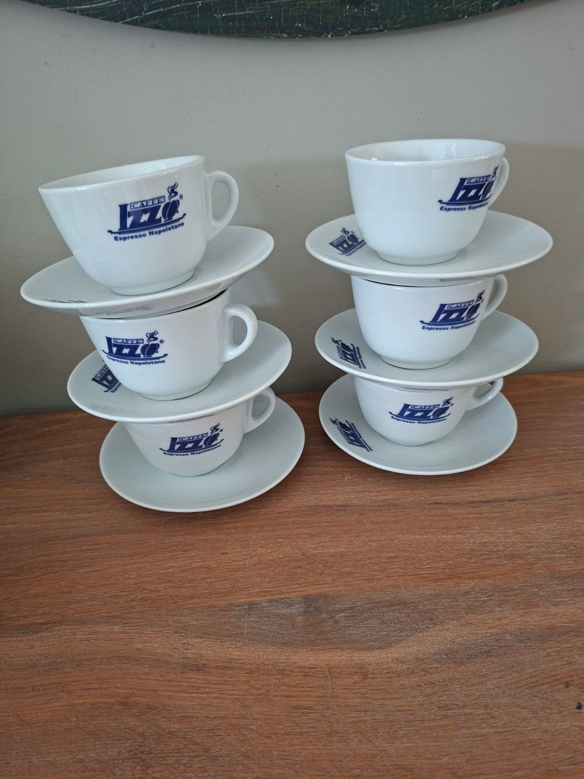12 Nieuwe Koffiekopjes met Schotels - Caffe Izzo Espresso, Ophalen of Verzenden