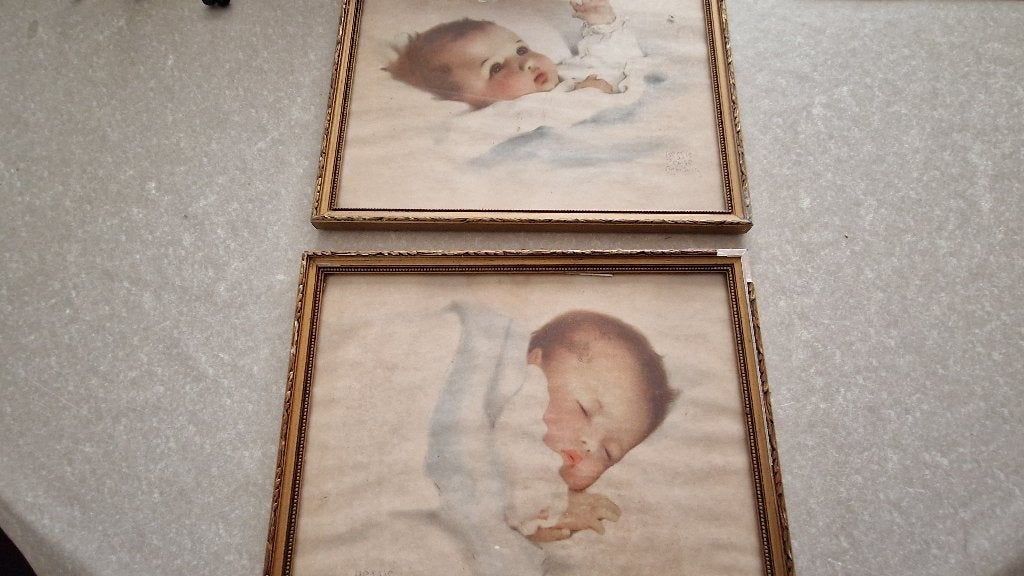 2 oude bessie paege schilderijtjes, Ophalen of Verzenden
