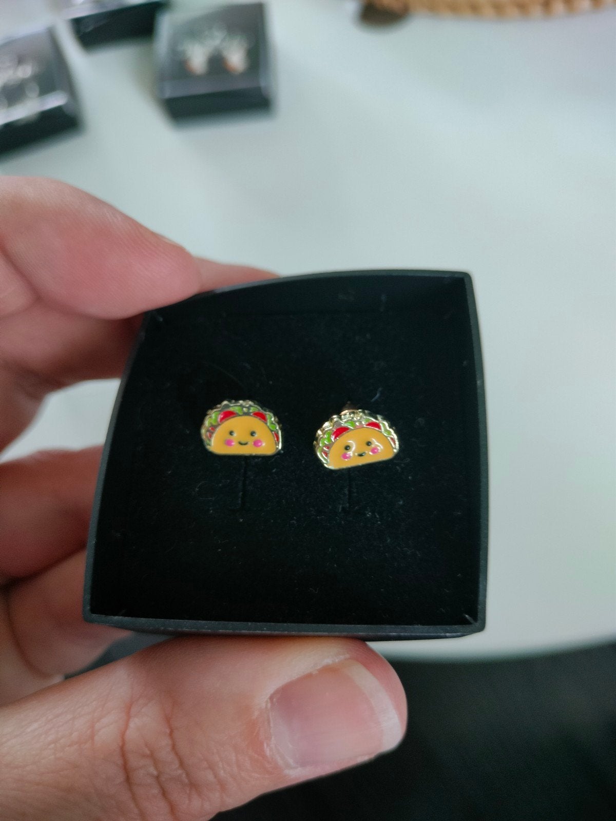 Taco oorbellen Chirurgisch staal, Sieraden, Tassen en Uiterlijk, Oorbellen, Overige materialen, Gebruikt, Ophalen of Verzenden