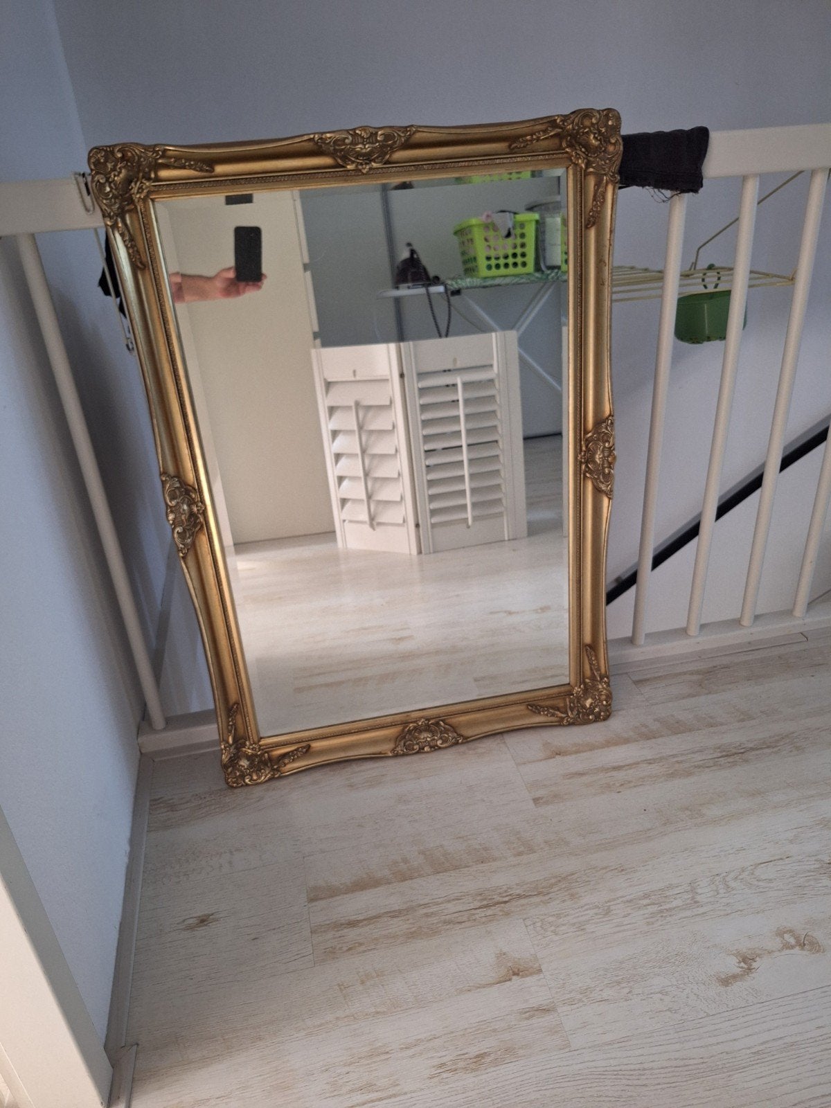 Grote gouden spiegel met barokke lijst, Ophalen, Rechthoekig, 50 tot 100 cm, Minder dan 100 cm