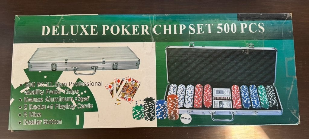 Deluxe Poker Chip Set 500 stuks in aluminium koffer, Hobby en Vrije tijd, Vijf spelers of meer, Ophalen of Verzenden, Gebruikt
