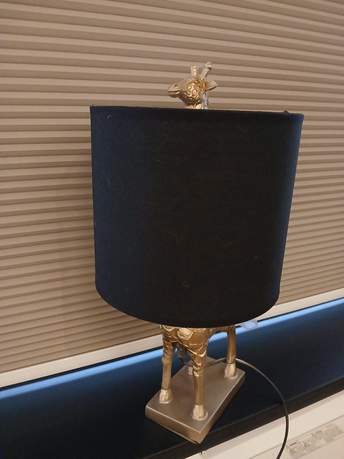 Gouden Giraffe Tafellamp met Zwarte Kap, Goud, Met kap, Modern, E27 (groot)