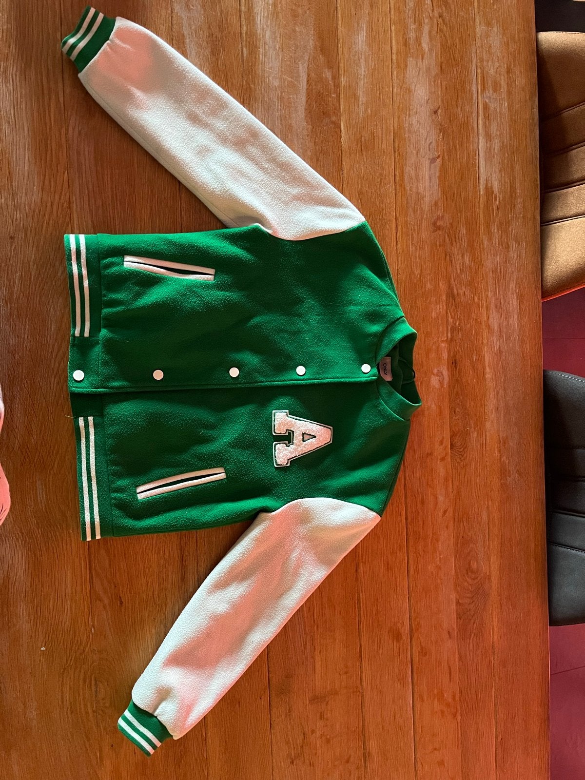 ONLY KIDS GIRL Bomberjack Zomer Groen/Wit Maat 164, Ophalen of Verzenden, Zo goed als nieuw, Meisje, Jas