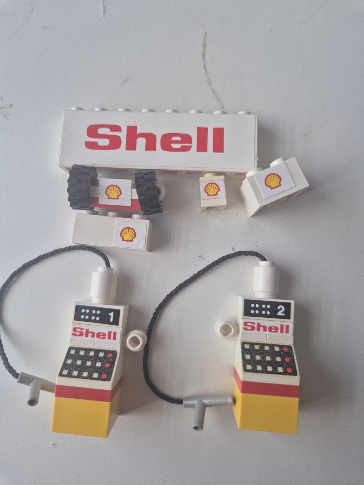 lego shell service station onderdelen 6371 benzine pomp, Ophalen of Verzenden, Gebruikt