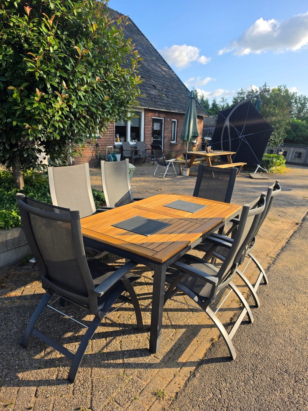 Hartman Primo / Da Vinci tuinset, Tuin en Terras, Tuinsets en Loungesets, Ophalen, Gebruikt, 6 zitplaatsen, Teakhout