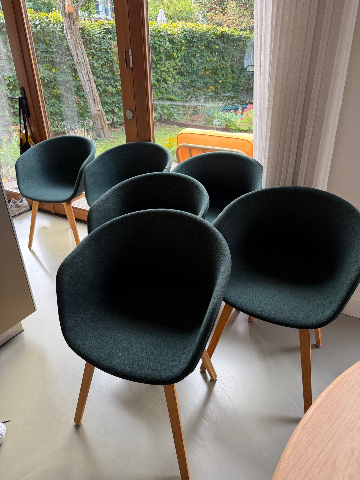 HAY About A Chair AAC22,set 6,donkergroen wol,eiken poten, Ophalen, Gebruikt, Overige kleuren, Hay