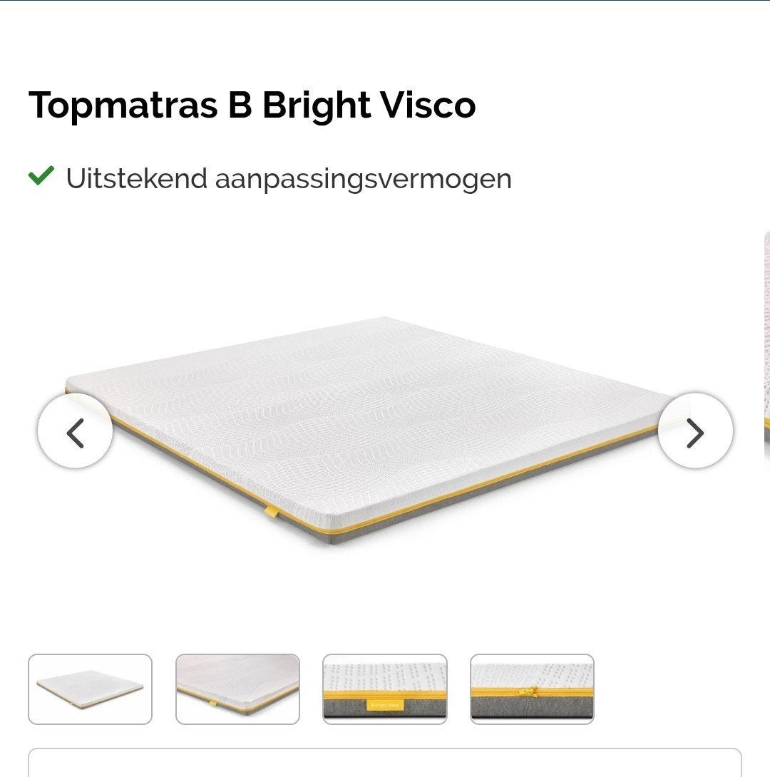 Topmatras B Bright Visco van Beter Bed, 160x210 cm, Ophalen, 210 cm, Tweepersoons, Zo goed als nieuw