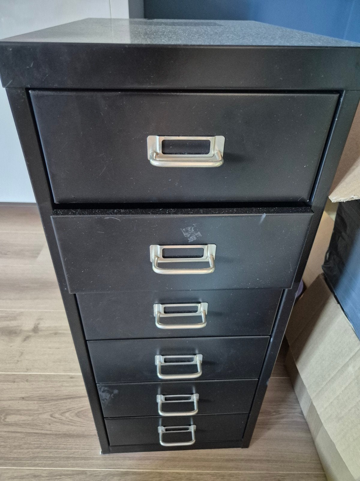 Zwart metalen ladenkast met 5 laden, Minder dan 50 cm, Gebruikt, 5 laden of meer, 100 tot 150 cm