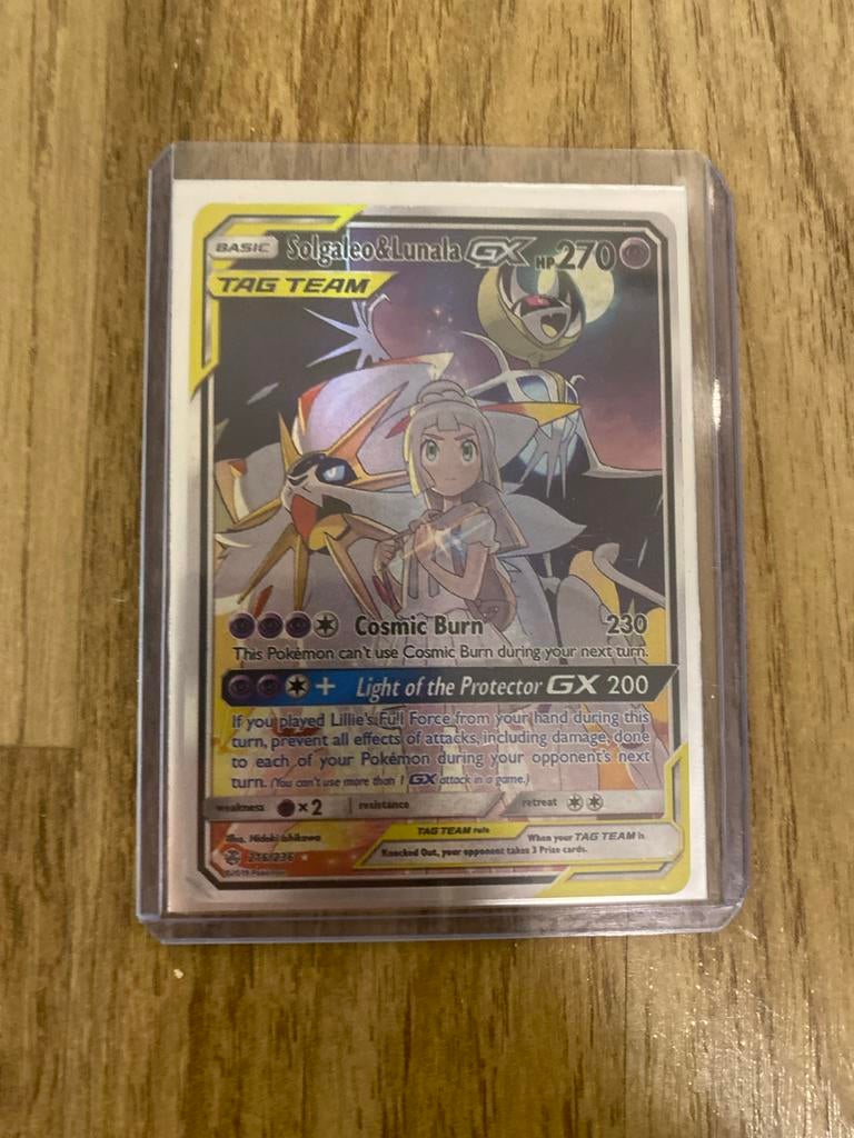 Solgaleo & Lunala GX TAG TEAM Pokémon Kaart (276/236), Ophalen of Verzenden, Zo goed als nieuw, Losse kaart, Foil