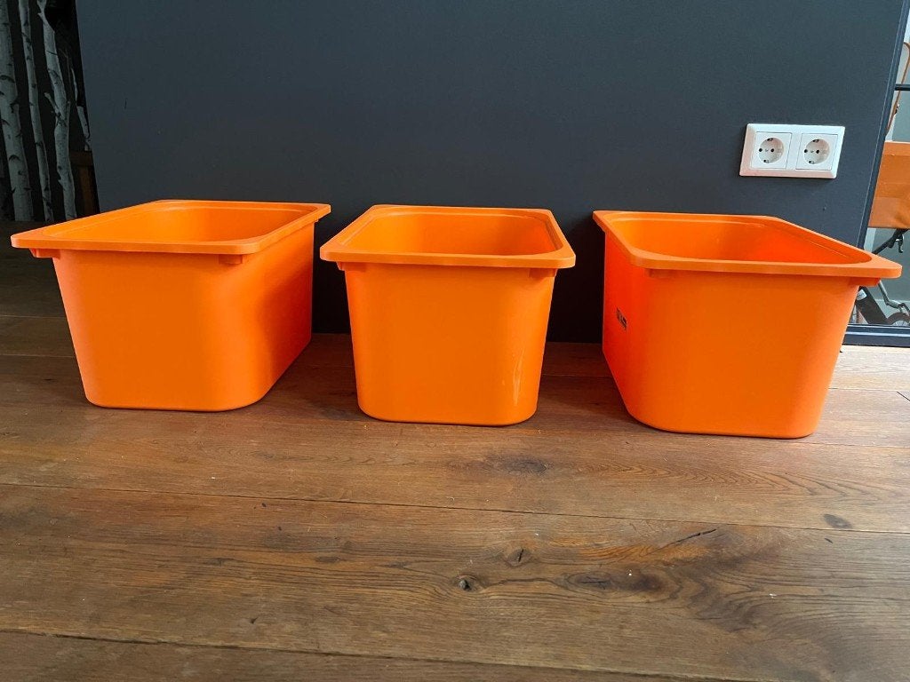 3 Trofast opbergbak oranje, Huis en Inrichting, Ophalen, Zo goed als nieuw