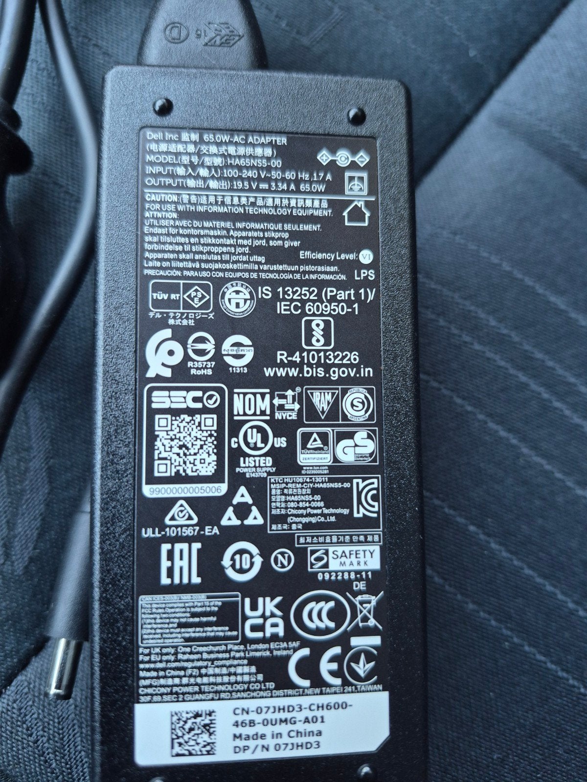 Originele Dell Laptop Oplader 65W (19.5V - 3.34A) - 07JHD3, Computers en Software, Ophalen of Verzenden, Gebruikt, Dell