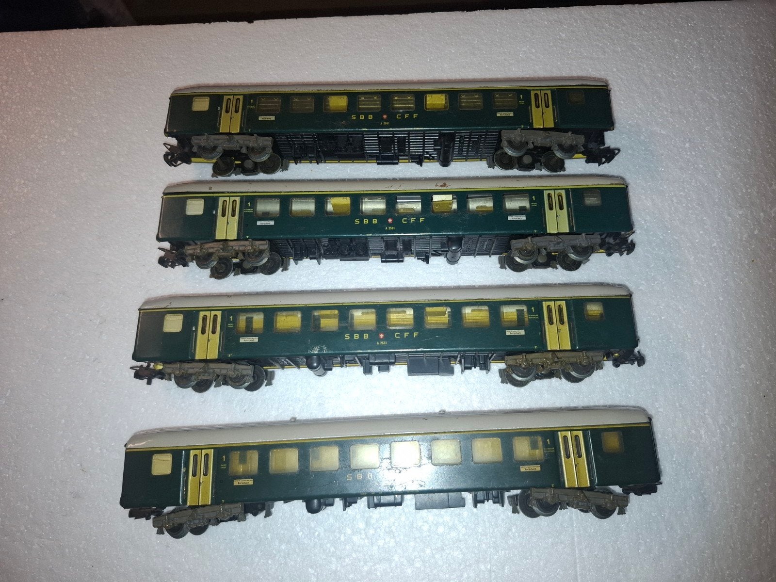 4 stuk sbb blikken wagons in ho marklin, Wisselstroom, Gebruikt, Wagon, Ophalen of Verzenden