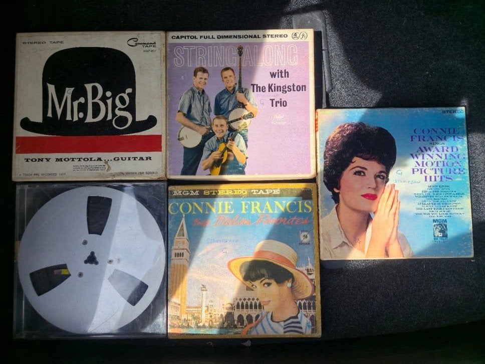 4 reel to reel tapes origineel en 1 aluminium reel, Ophalen of Verzenden, Onderdeel, Met banden