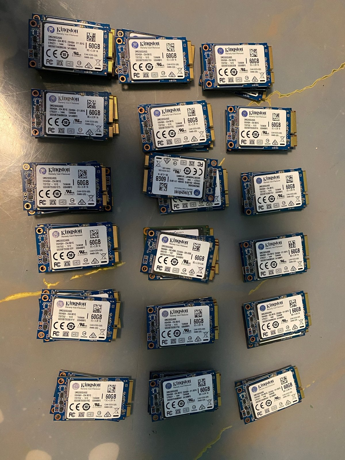 55 stuks Kingston mSATA 60GB SSD's, Computers en Software, Harde schijven, Ophalen, Intern, Gebruikt, SSD