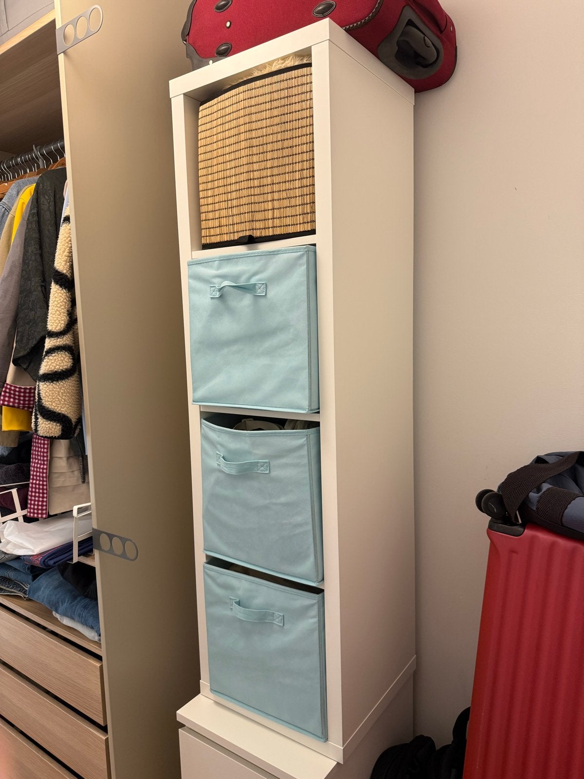 IKEA Kallax kast met opbergboxen, Ophalen, Minder dan 50 cm, Gebruikt, 100 tot 150 cm