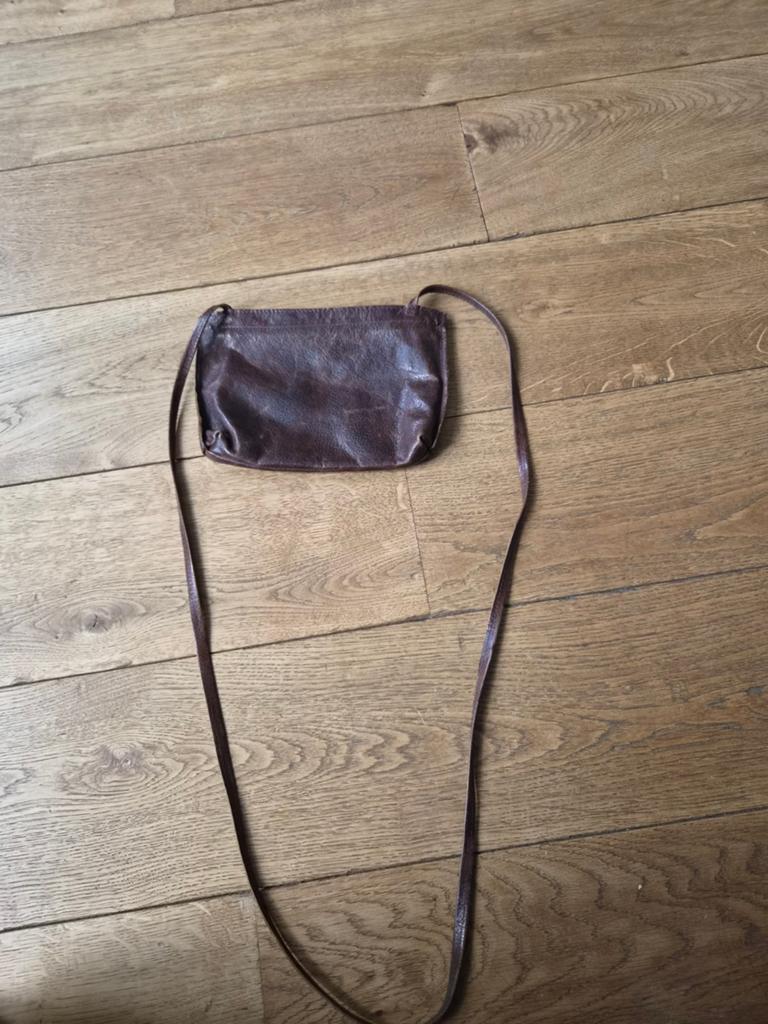 Bruin leren schoudertasje van shabbies, Ophalen of Verzenden, Zo goed als nieuw, Bruin, Schoudertasje