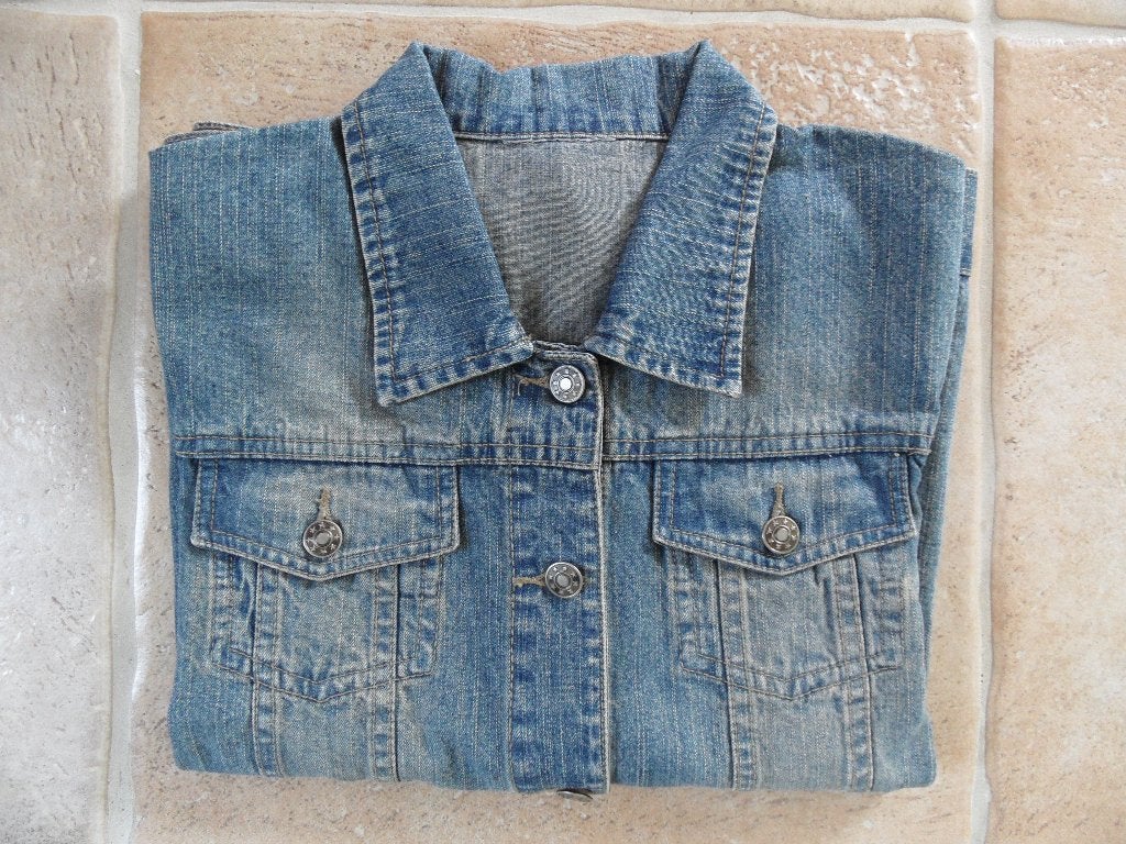 Dames spijkerjack, Ophalen of Verzenden, Zo goed als nieuw, Maat 42/44 (L), Blauw