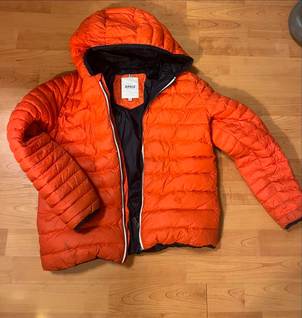 Aigle donsjas oranje maat 12A, Ophalen of Verzenden, Zo goed als nieuw, Jongen of Meisje, Jas