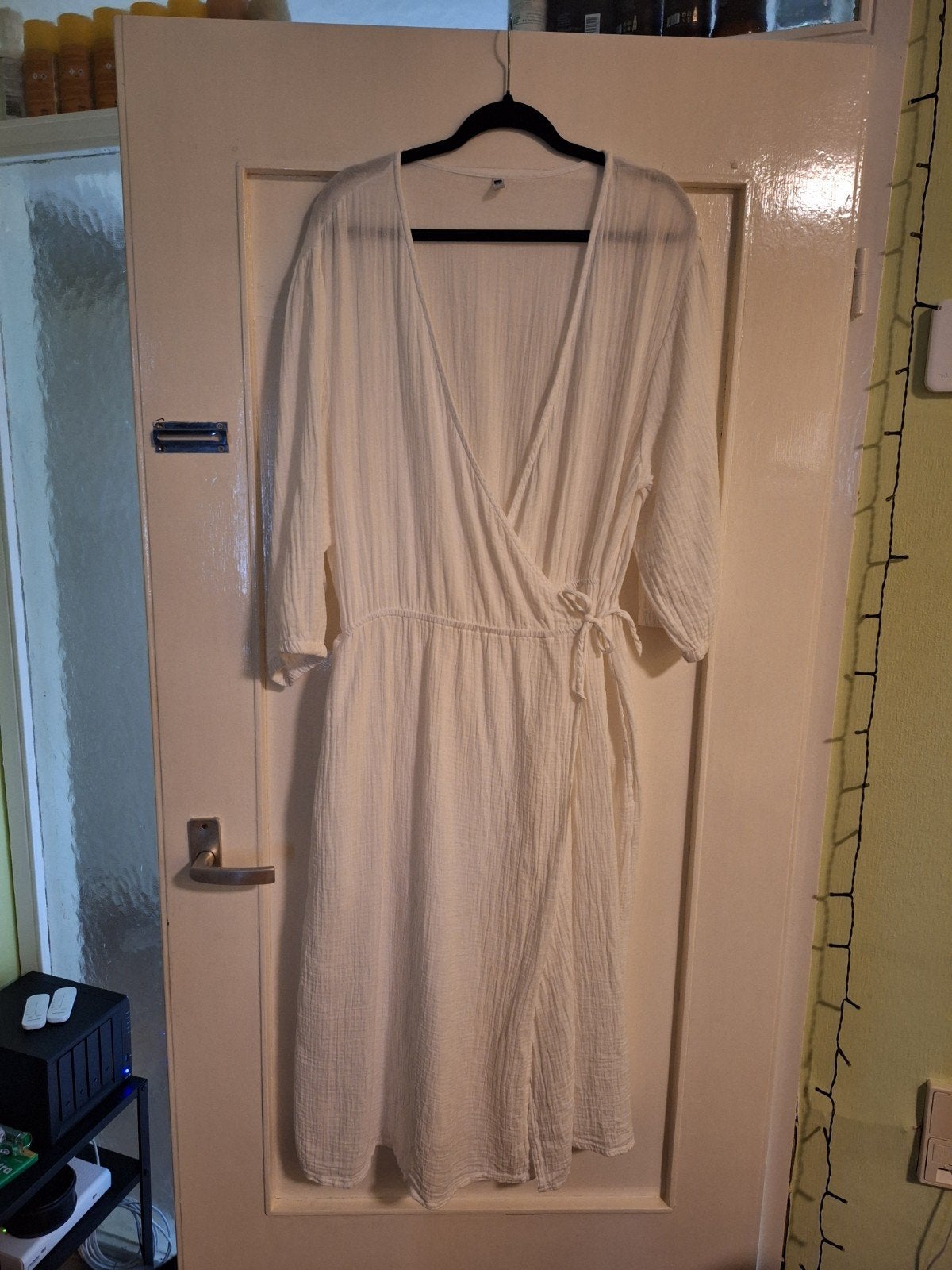 Witte wikkeljurk van katoen mousseline, Kleding | Dames, Jurken, Wit, Maat 46/48 (XL) of groter, Ophalen of Verzenden, Zo goed als nieuw