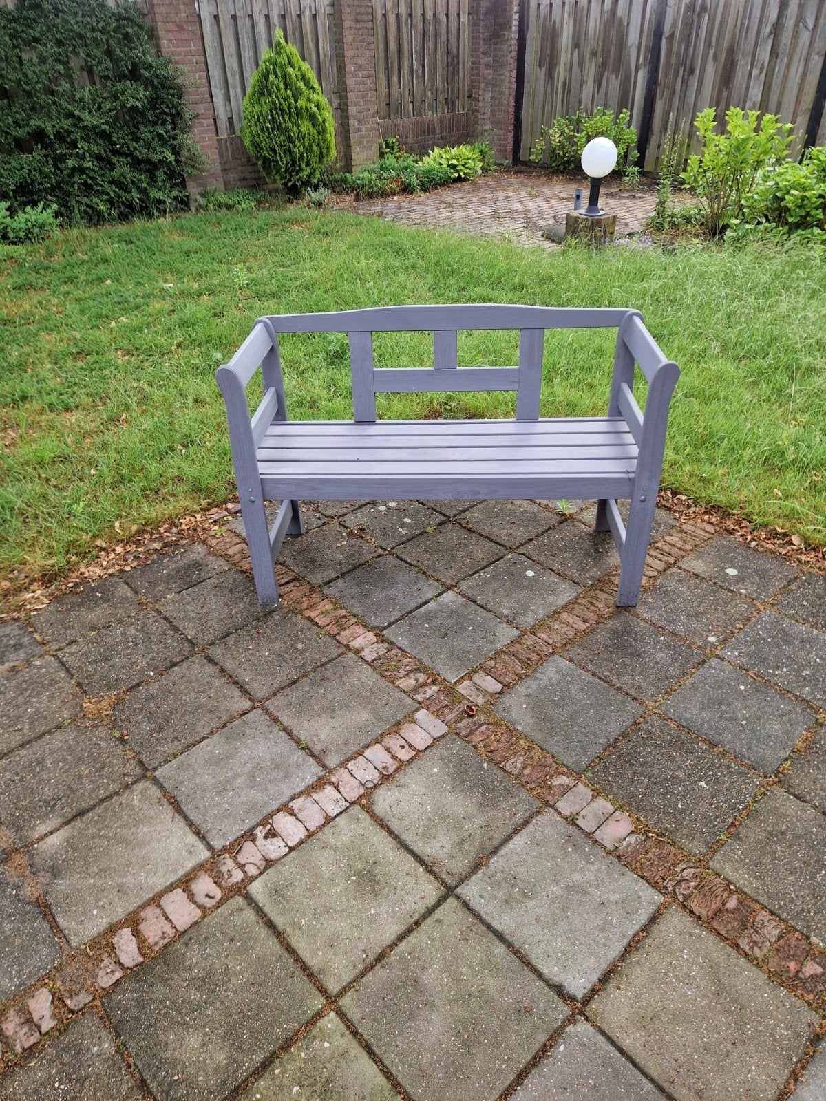 Grijze tuinbank 115x75x45 cm, Ophalen of Verzenden, Gebruikt, Hout