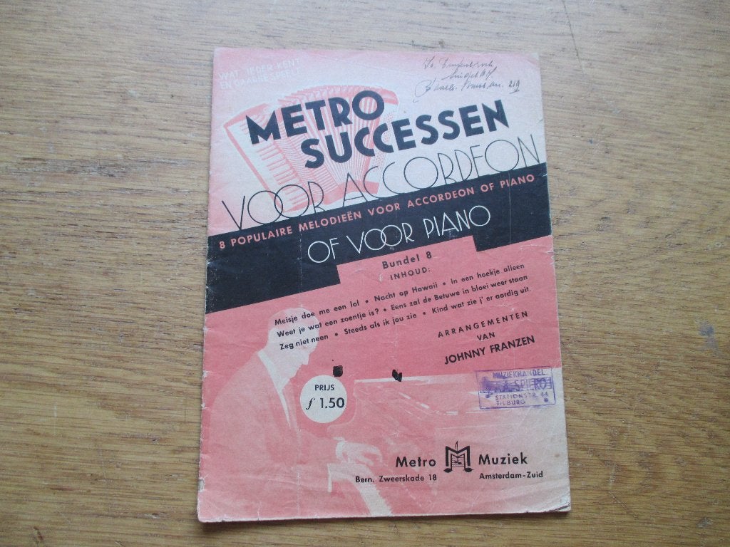 METRO SUCCESSEN VOOR ACCORDEON - BUNDEL 8, Gebruikt, Ophalen of Verzenden, Artiest of Componist, Populair