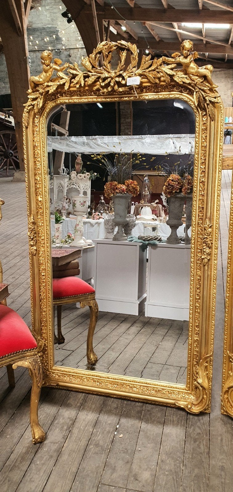 Gouden Spiegel met Engeltjes, Ophalen of Verzenden, Rechthoekig